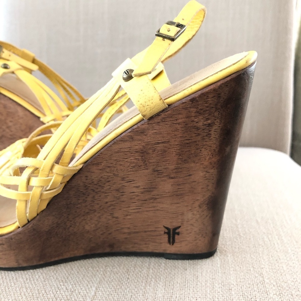Frye Yellow Wedge Sandals - Jackie strappie sling back